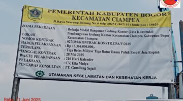 Proyek Pembangunan Kecamatan Ciampea Diduga Tidak Adanya Pengawasan Pihak Konsultan