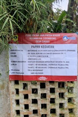 Pemdes Ciadeg Realisasikan Bantuan Keuangan Infrastruktur Desa, Bangun Jalan dan Drainase